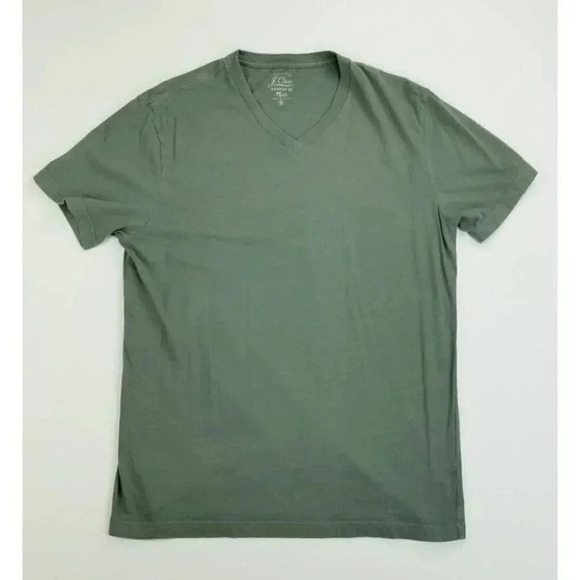 J. Crew Authentic Men Medium Olive Green Broken In Knit Goods V Neck Fashion Tee - Picture 1 of 5